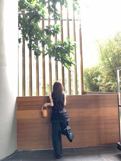 Ruffle Trim Sleeveless Dress