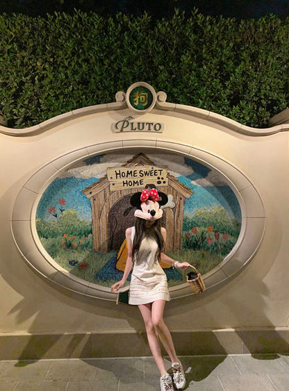 Ruffle Trim Sleeveless Dress