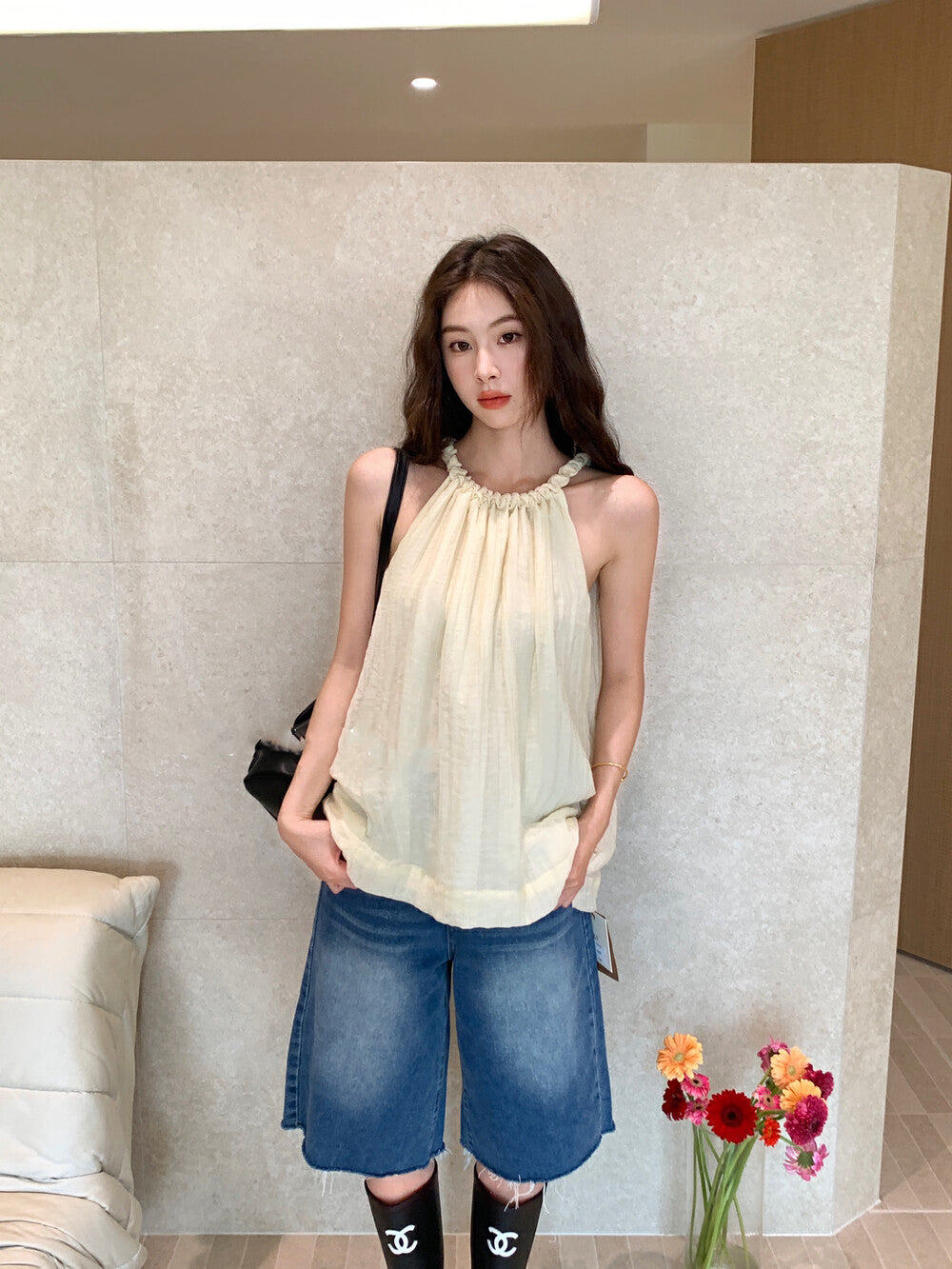 Twist Neck Tie Halter Tank Top