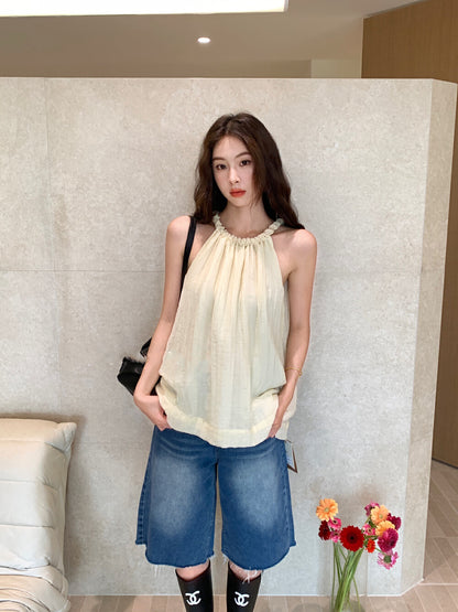 Twist Neck Tie Halter Tank Top