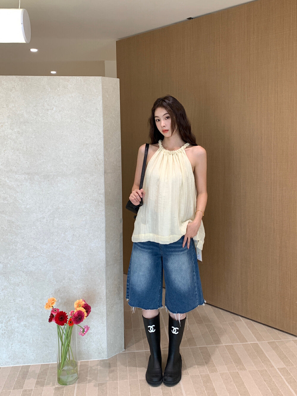 Twist Neck Tie Halter Tank Top