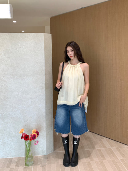 Twist Neck Tie Halter Tank Top