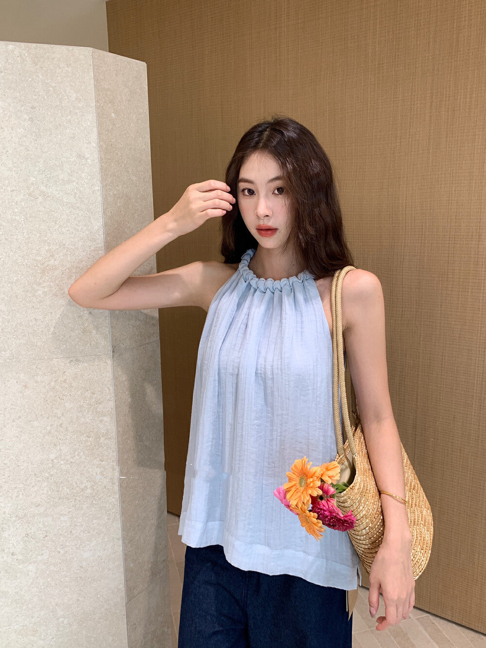 Twist Neck Tie Halter Tank Top