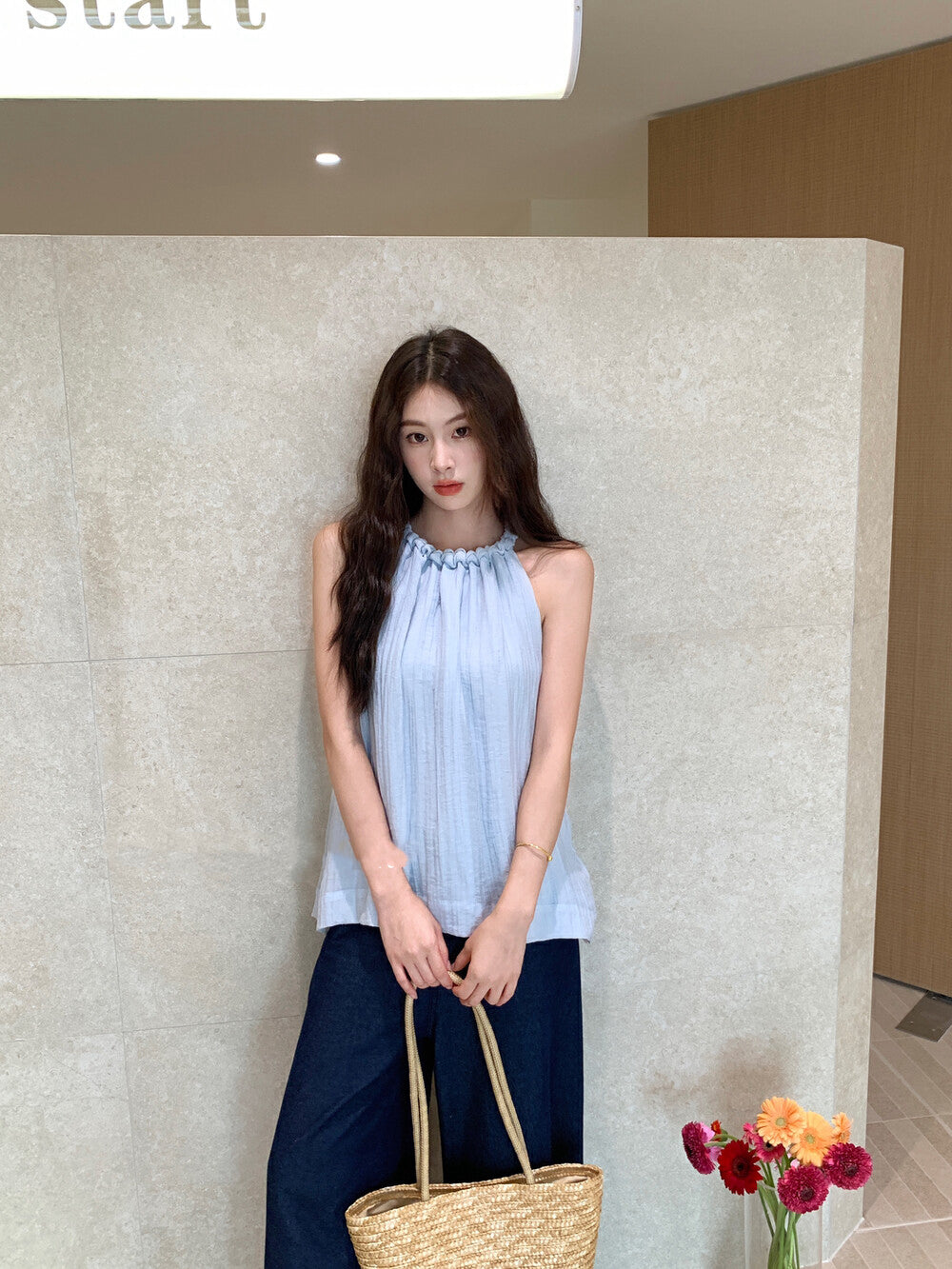 Twist Neck Tie Halter Tank Top