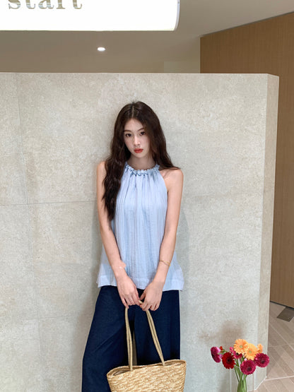 Twist Neck Tie Halter Tank Top