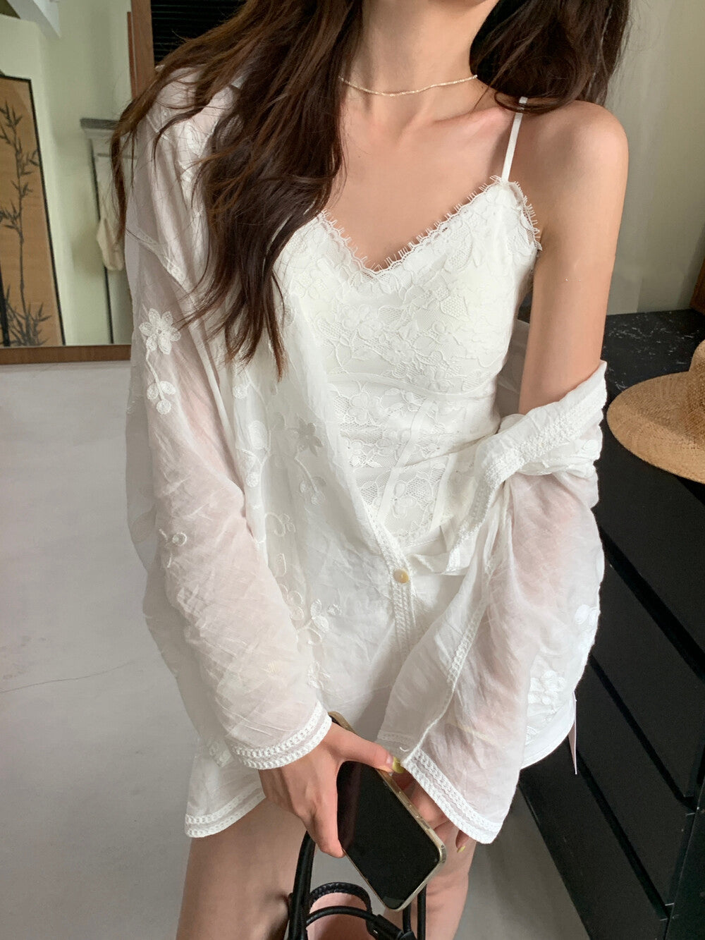 Lace Embroidered Camisole with Padding