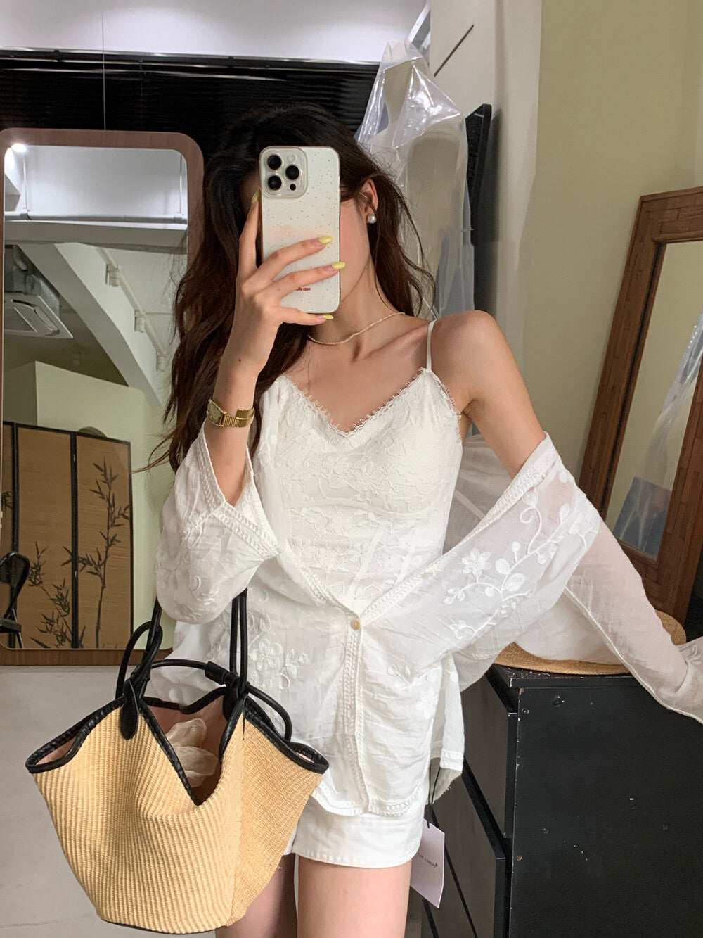 Lace Embroidered Camisole with Padding