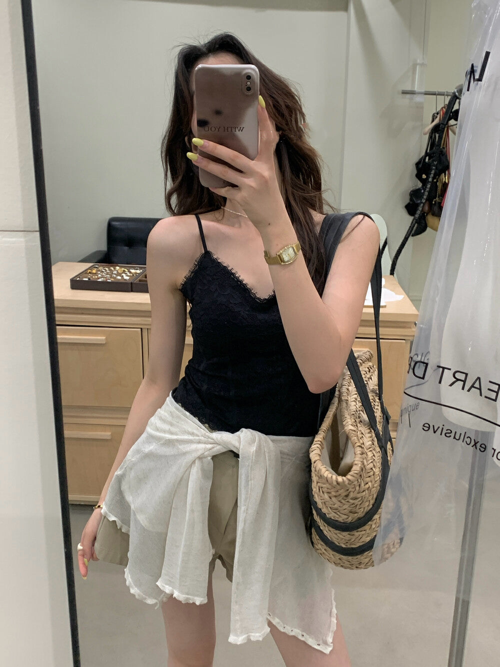 Lace Embroidered Camisole with Padding