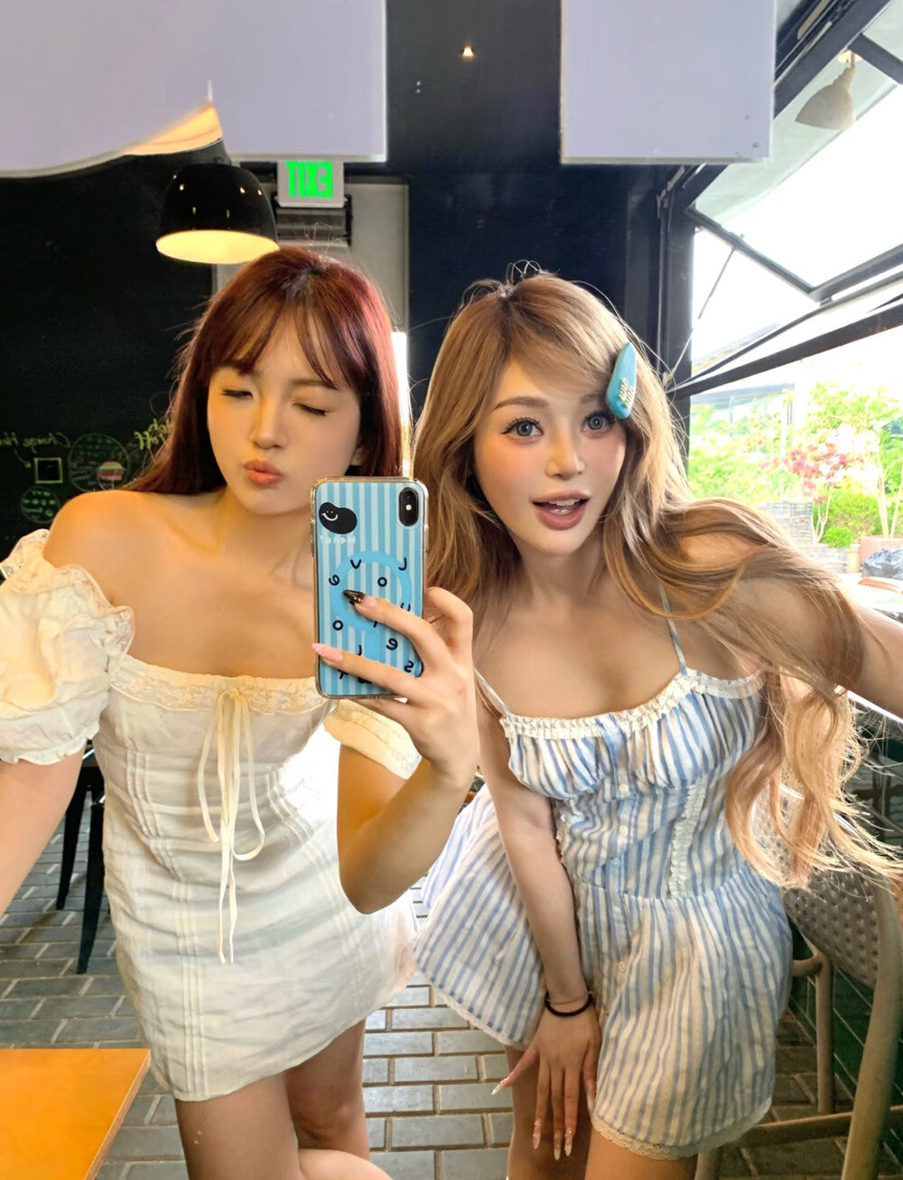 Elegant Lace Trim Puff Sleeve Dress