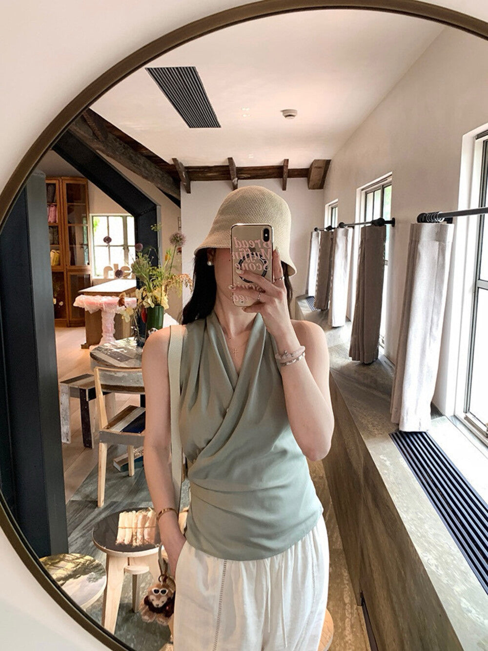 V-neck Halter Slim-fit Top