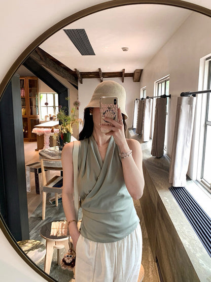 V-neck Halter Slim-fit Top