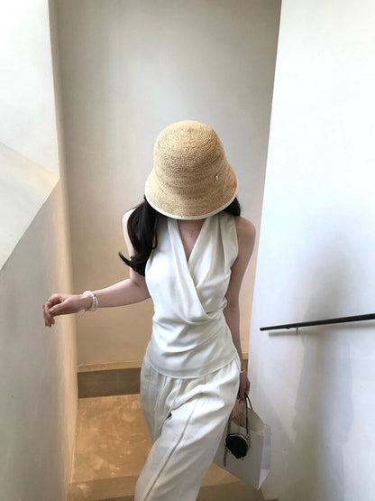 V-neck Halter Slim-fit Top