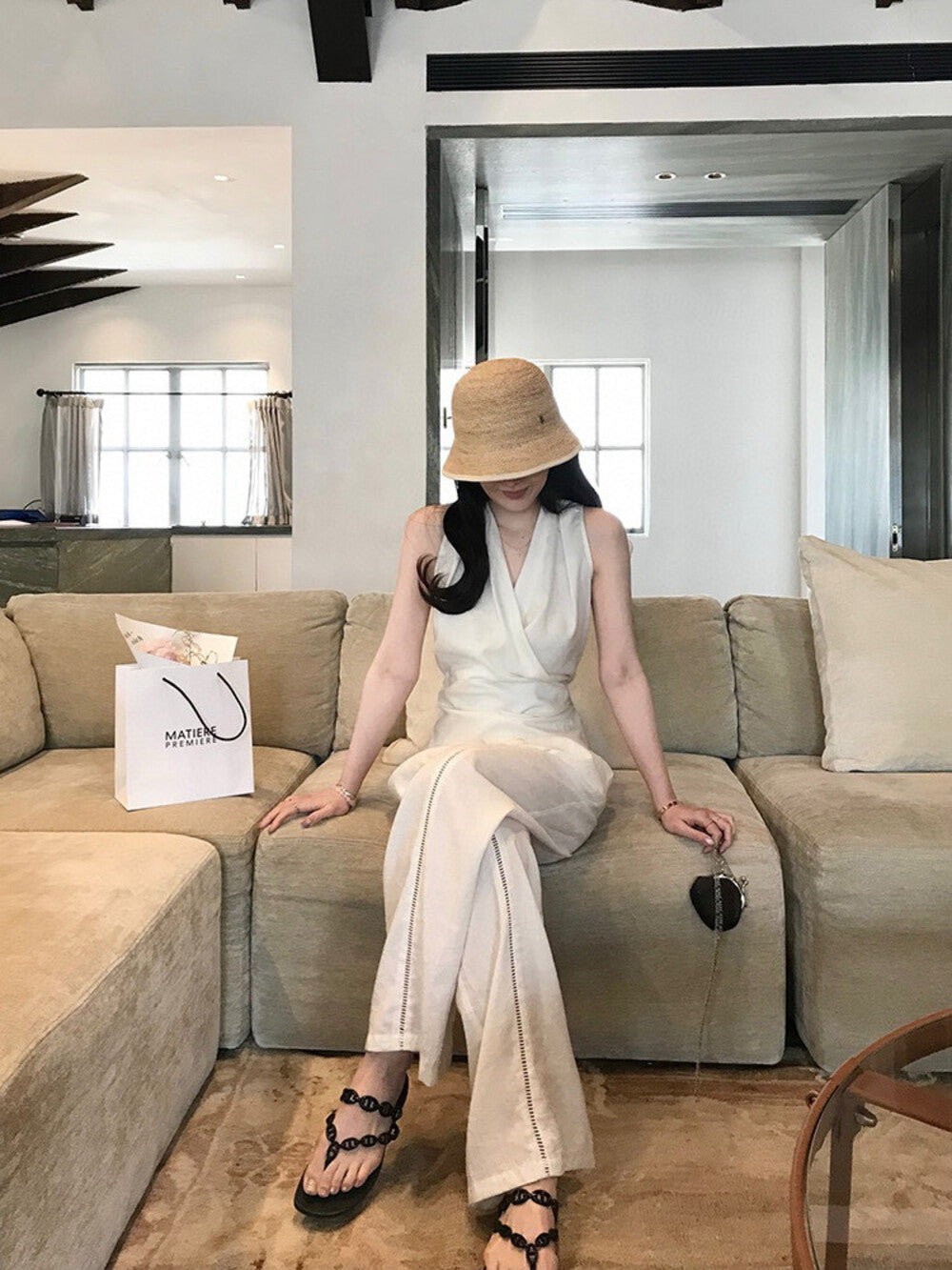 V-neck Halter Slim-fit Top