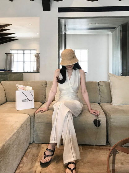 V-neck Halter Slim-fit Top