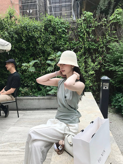 V-neck Halter Slim-fit Top