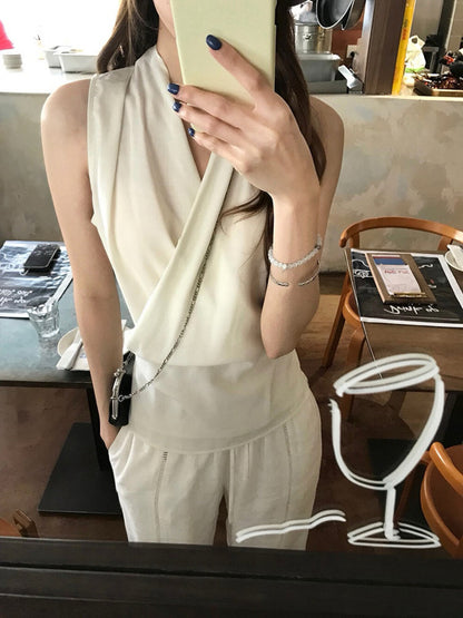 V-neck Halter Slim-fit Top