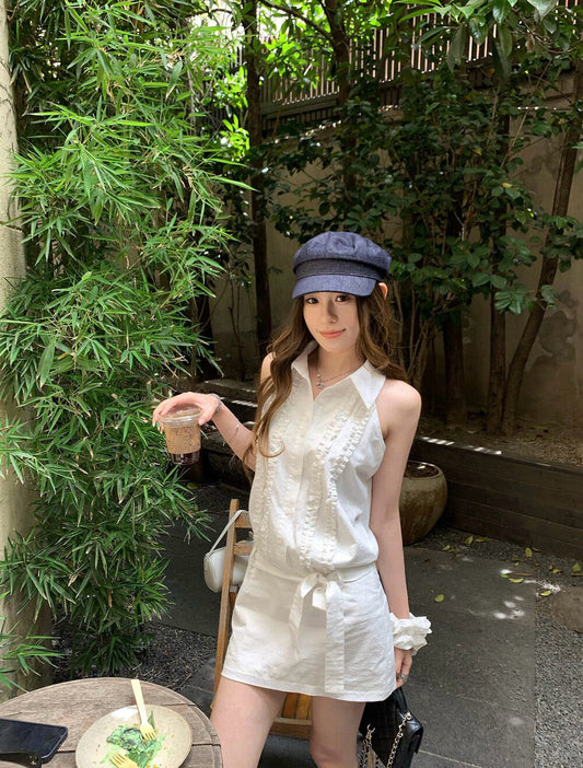 無袖修腰恤衫裙