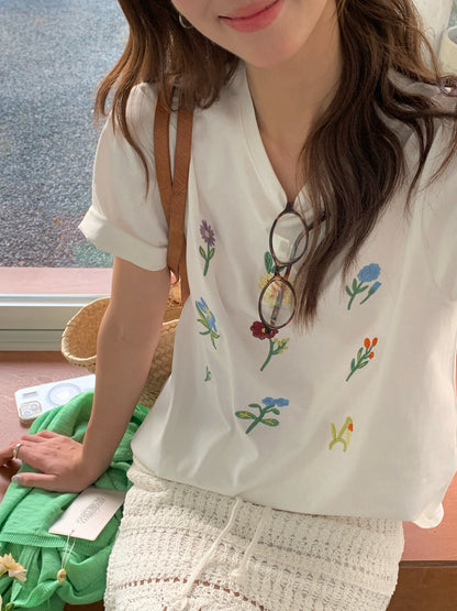 Intricately Embroidered Versatile Short Sleeve