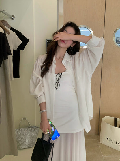 Sun Protection Shirt + Slim Fit Tank Tulle Skirt Set