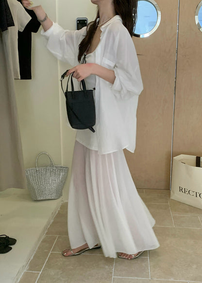 Sun Protection Shirt + Slim Fit Tank Tulle Skirt Set