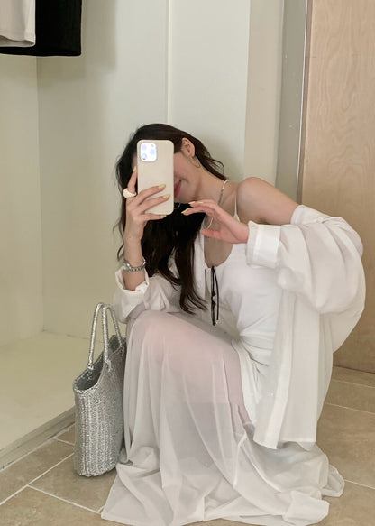 Sun Protection Shirt + Slim Fit Tank Tulle Skirt Set