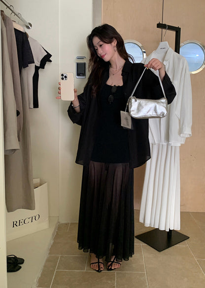 Sun Protection Shirt + Slim Fit Tank Tulle Skirt Set