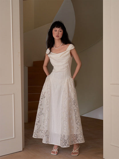 Vintage Off-Shoulder Lace Bardot Dress