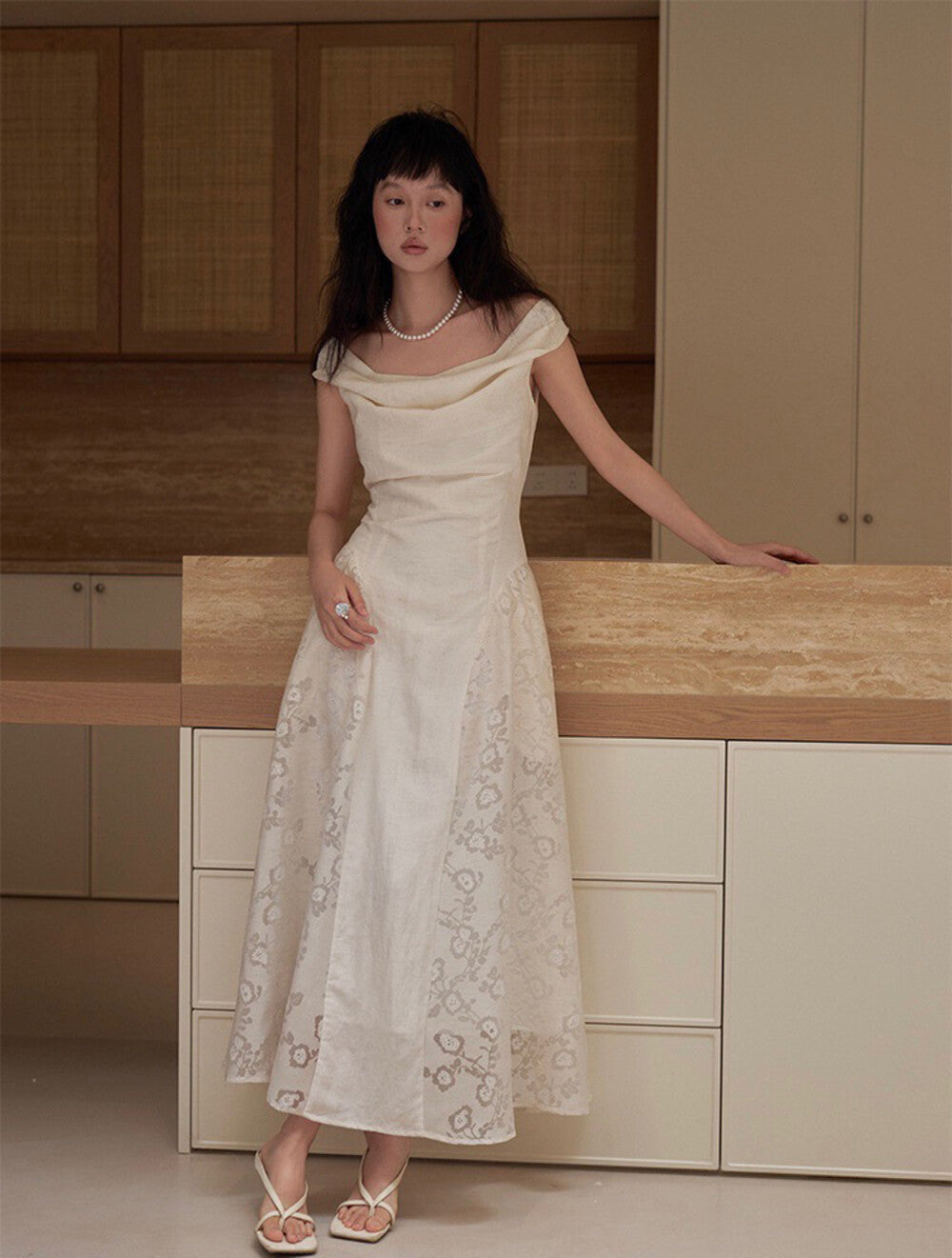 Vintage Off-Shoulder Lace Bardot Dress