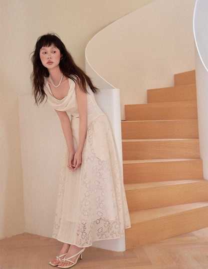 Vintage Off-Shoulder Lace Bardot Dress