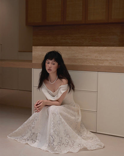 Vintage Off-Shoulder Lace Bardot Dress