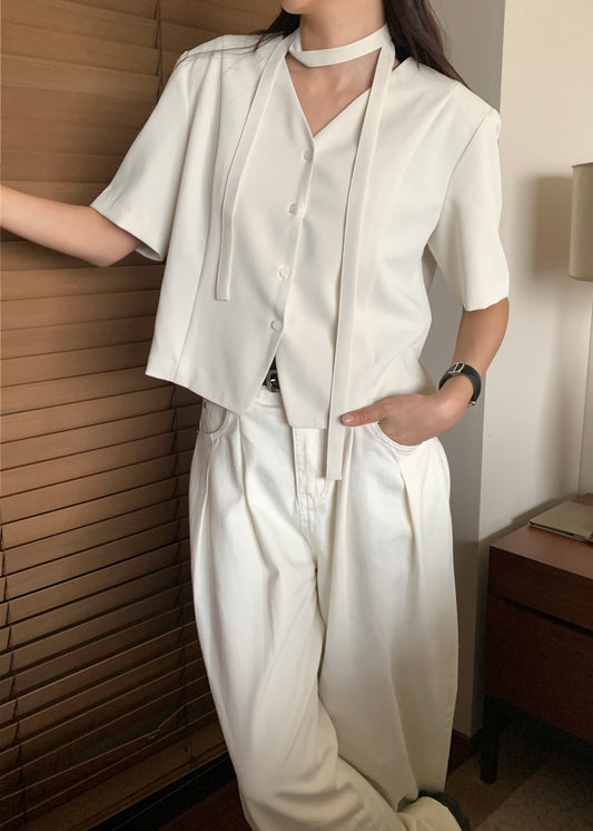 V領西裝短袖外套