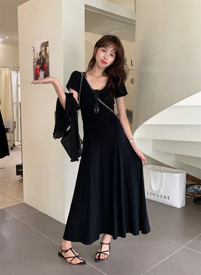 圓領修身露腰連身裙