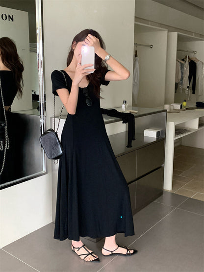 圓領修身露腰連身裙