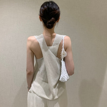 V-neck Cross Back Sleeveless Top