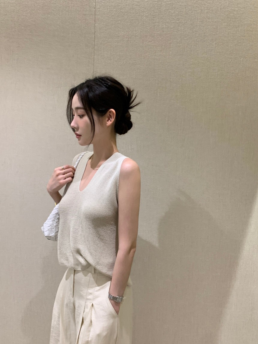 V-neck Cross Back Sleeveless Top