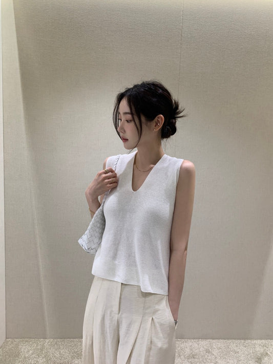 V領後背交叉無袖背心