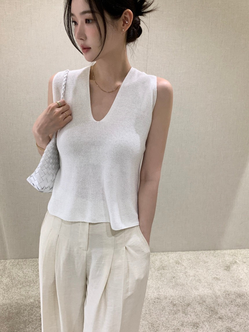 V-neck Cross Back Sleeveless Top