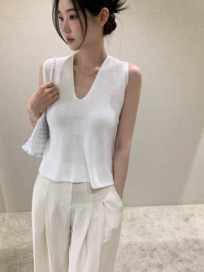 V-neck Cross Back Sleeveless Top