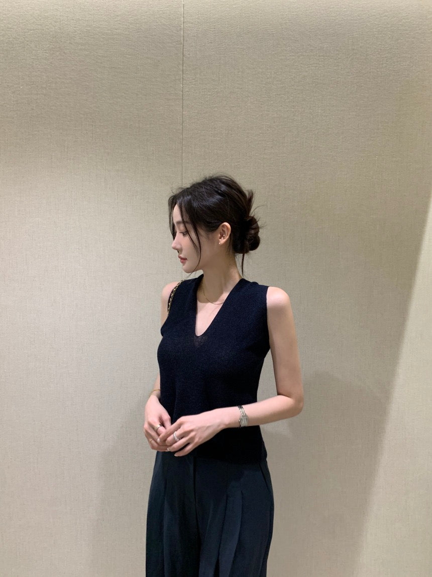 V-neck Cross Back Sleeveless Top