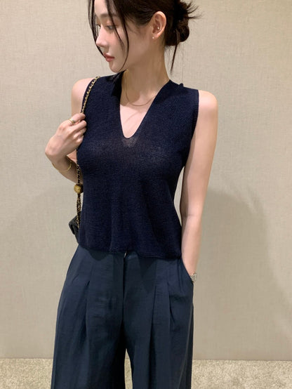 V-neck Cross Back Sleeveless Top