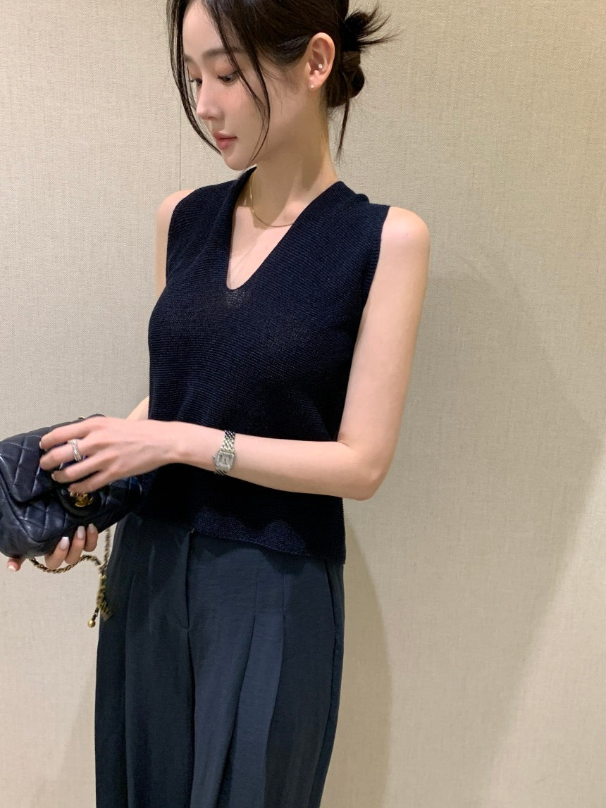 V-neck Cross Back Sleeveless Top