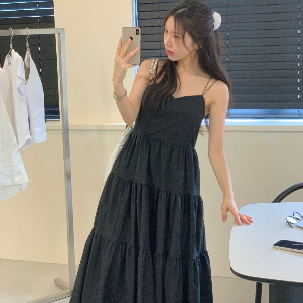 V-neck tiered camisole dress