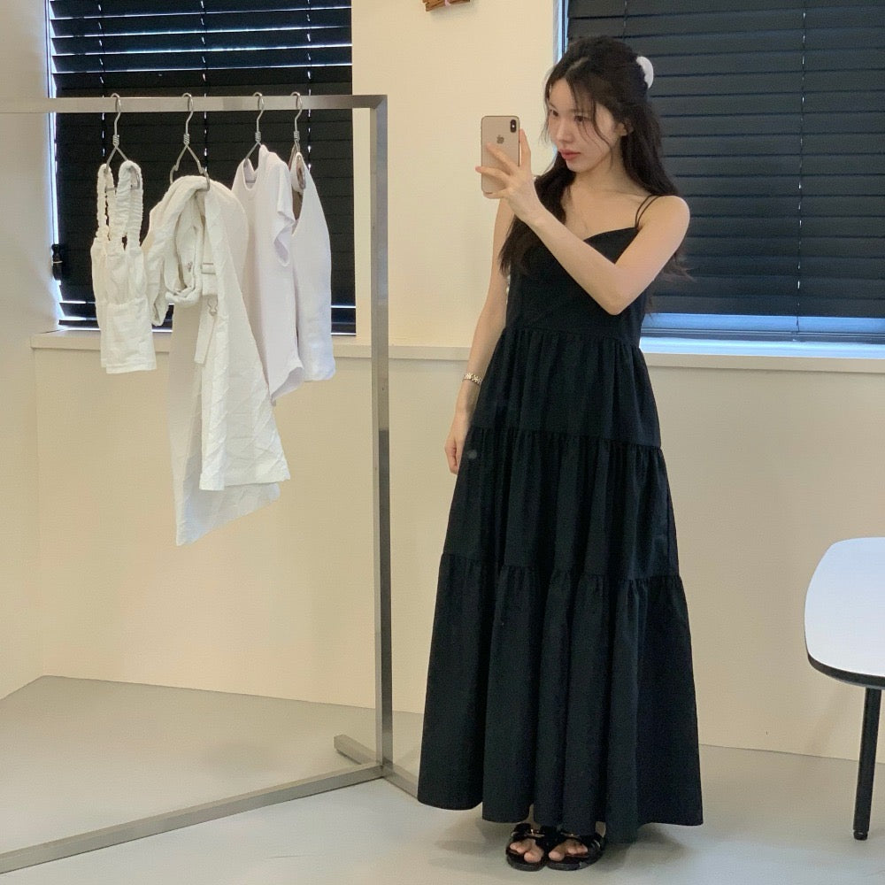 V-neck tiered camisole dress