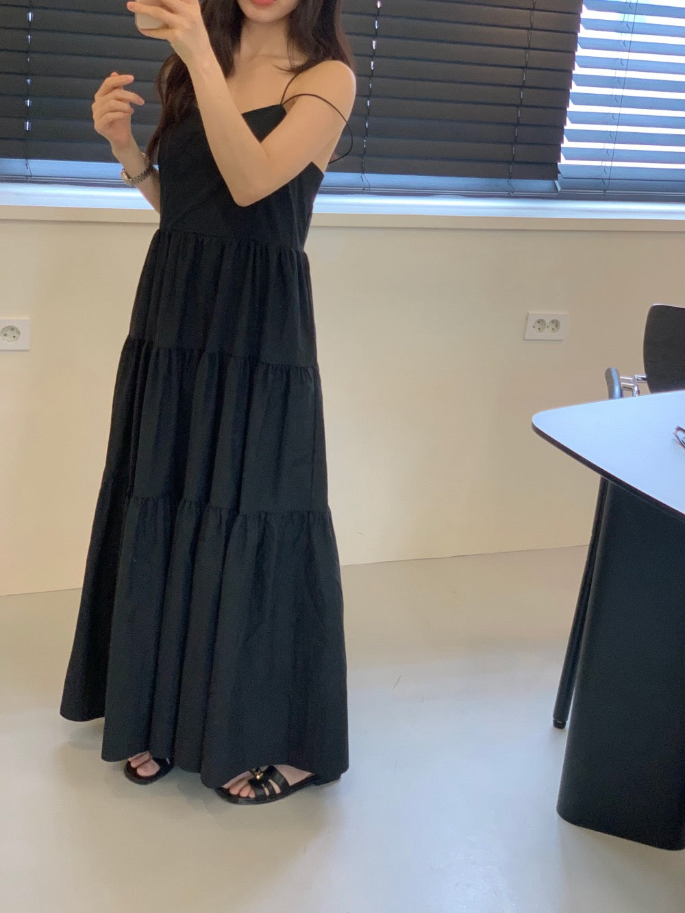 V-neck tiered camisole dress