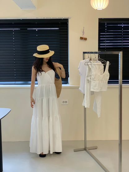 V-neck tiered camisole dress