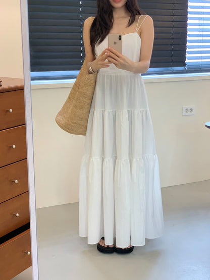 V-neck tiered camisole dress