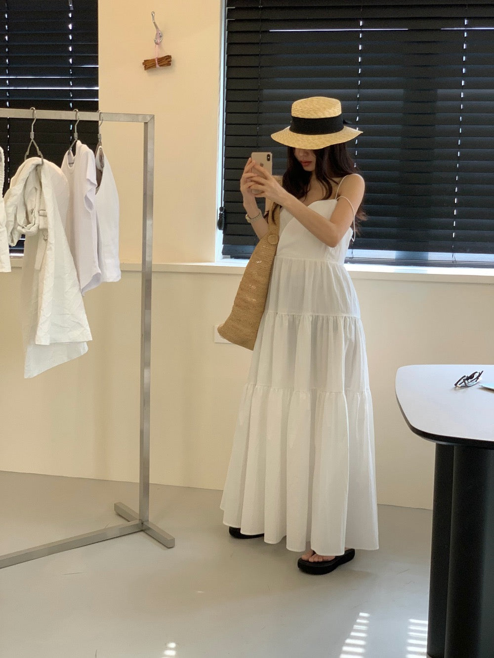 V-neck tiered camisole dress