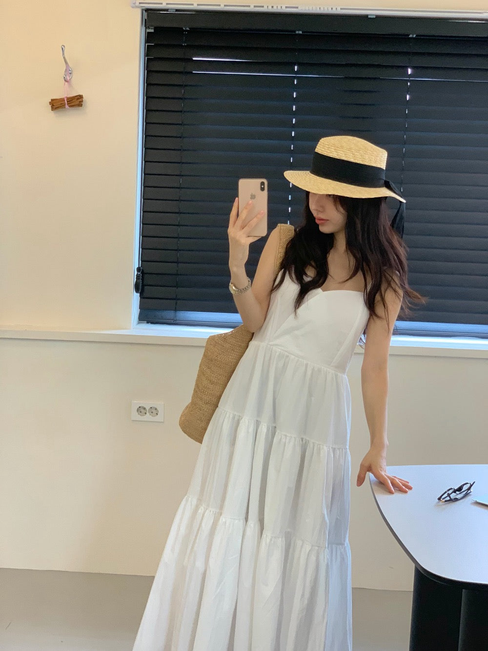 V-neck tiered camisole dress