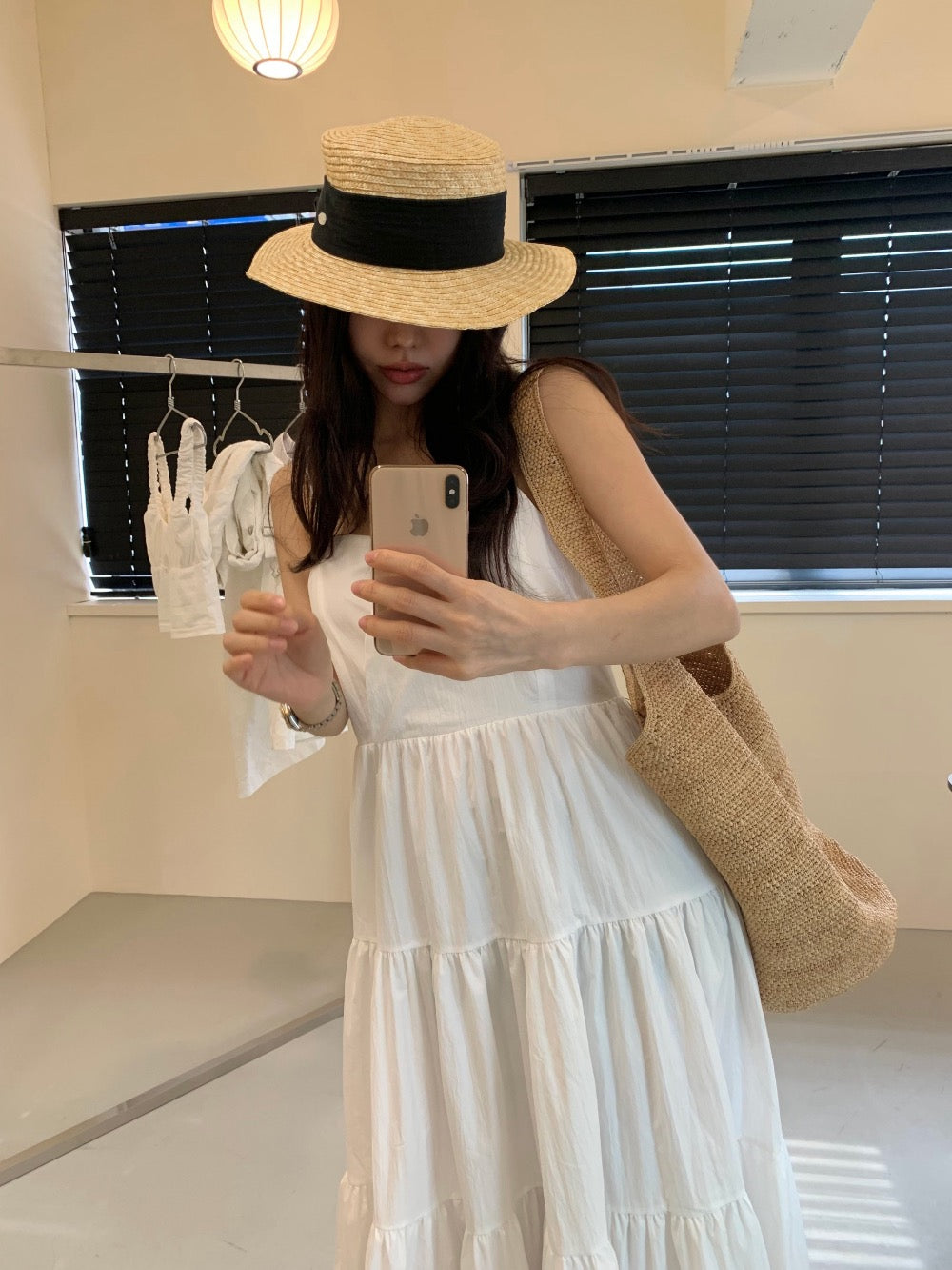 V-neck tiered camisole dress