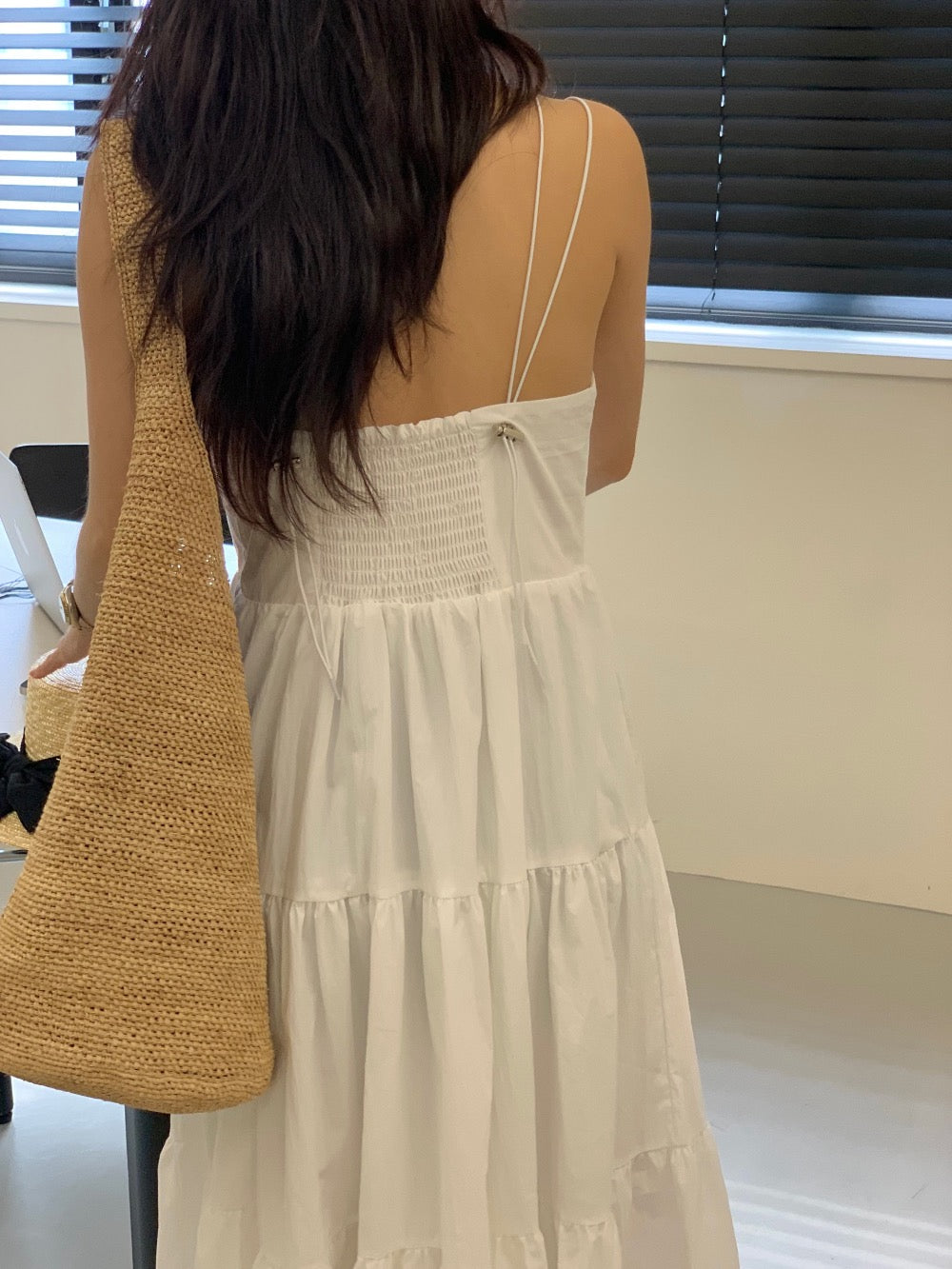 V-neck tiered camisole dress